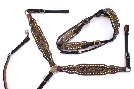 Zestaw LpTrick ogłowie + napierśnik z motywem kwiatowym