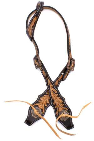 uzda westernowe lptrick z klamrami w kolorze miedzi / na jedno ucho