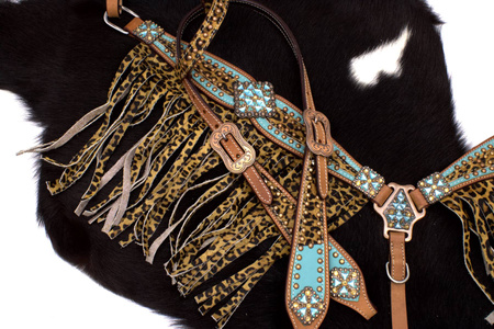 Zestaw LpTrick ogłowie + napierśnik pokazowy / turkusowy