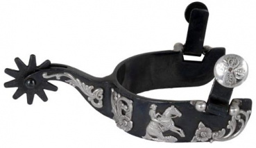 FG Spur - Black Steel Floral Reining Spur - #263130