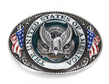 AE Belt Buckle - Oval - US Flag / Eagle