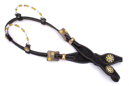 uzda lptrick na dwoje uszu z z koralikowym naczółkiem