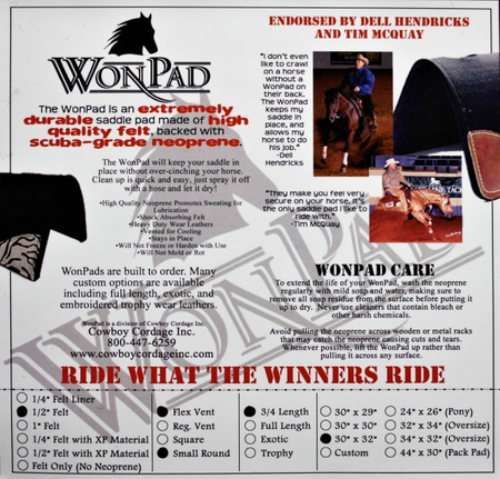 Saddle pad filcowy WON PAD Flex Vents 1,27cm