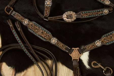 Zestaw LpTrick ogłowie + napierśnik w stylu vintage / ciemnobrązowy