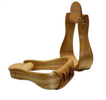 "Double CC" Deluxe Holzsteigbügel - Lackiert - helles Trittleder - HELL