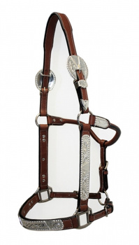 "EE Tack" Premium Show Halfter - SILBER - mit Führleine - MITTELBRAUN - COB Size