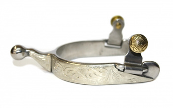 "KS" SS Engraved Ball Short End Spurs (35054)