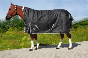 "TOUGH HORSE" - Regen Winterdecke - HALF NECK - 1200D - 300g filling - SCHWARZ - Größen 74´´(125cm) bis 80´´ (155cm)