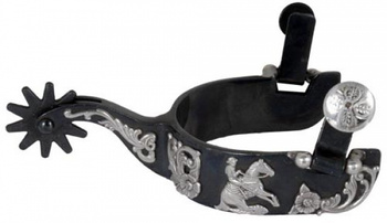 "FG Spur" - Black Steel Floral Reining Spur - #263130