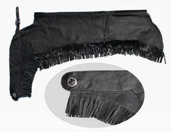 "EE Tack" Chaps mit Fransen - Premium Soft Glattleder - Schwarz - Reissverschluss - Gr. XS bis XL