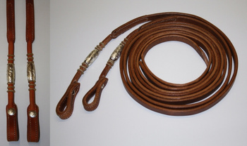 "EE Tack" - Harness Zügel - 5/8 '' - Round End's - Silver Pipe's / Rawhide
